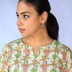 Handblock printed Kurti and pants set