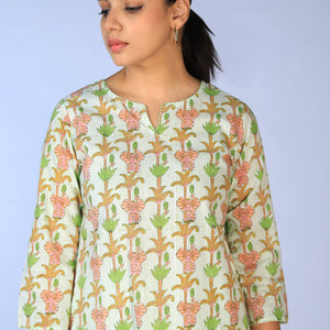 Handblock printed Kurti and pants set