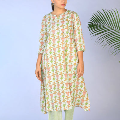 Handblock printed Kurti and pants set