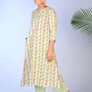 Handblock printed Kurti and pants set
