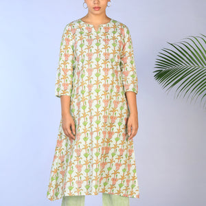 Handblock printed Kurti and pants set