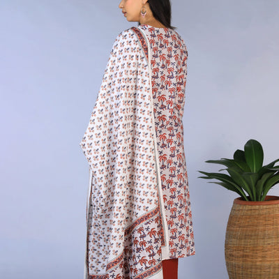 Handblock printed straight fit Kurti and dupatta set