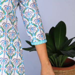 Handblock Printed Kurta, pants & dupatta set