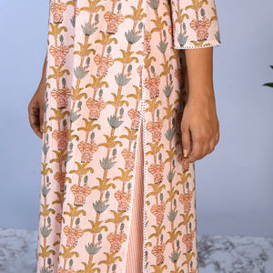 Handblock printed kurti ,pants and dupatta set