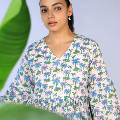 Handblock Printed gathered Dress