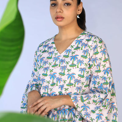 Handblock Printed gathered Dress