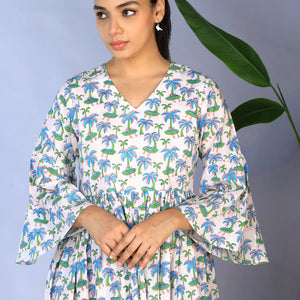 Handblock Printed gathered Dress