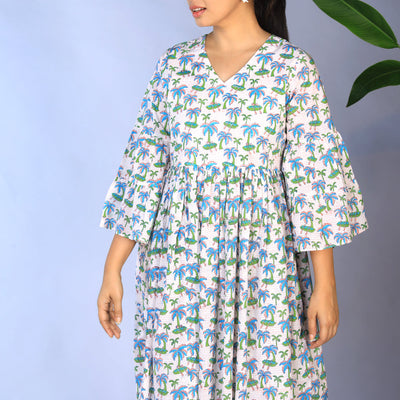 Handblock Printed gathered Dress