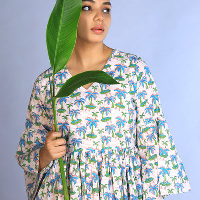 Handblock Printed gathered Dress