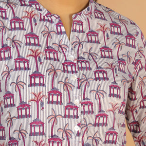 Handblock printed A-line kurti