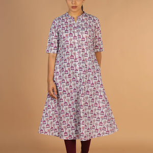Handblock printed A-line kurti