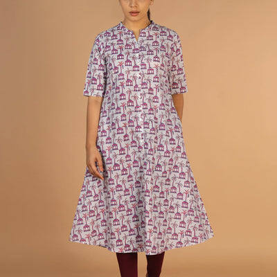 Handblock printed A-line kurti