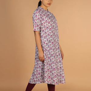 Handblock printed A-line kurti