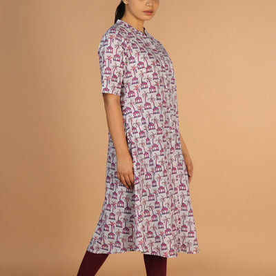 Handblock printed A-line kurti