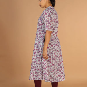 Handblock printed A-line kurti