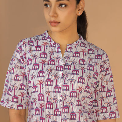 Handblock printed A-line kurti