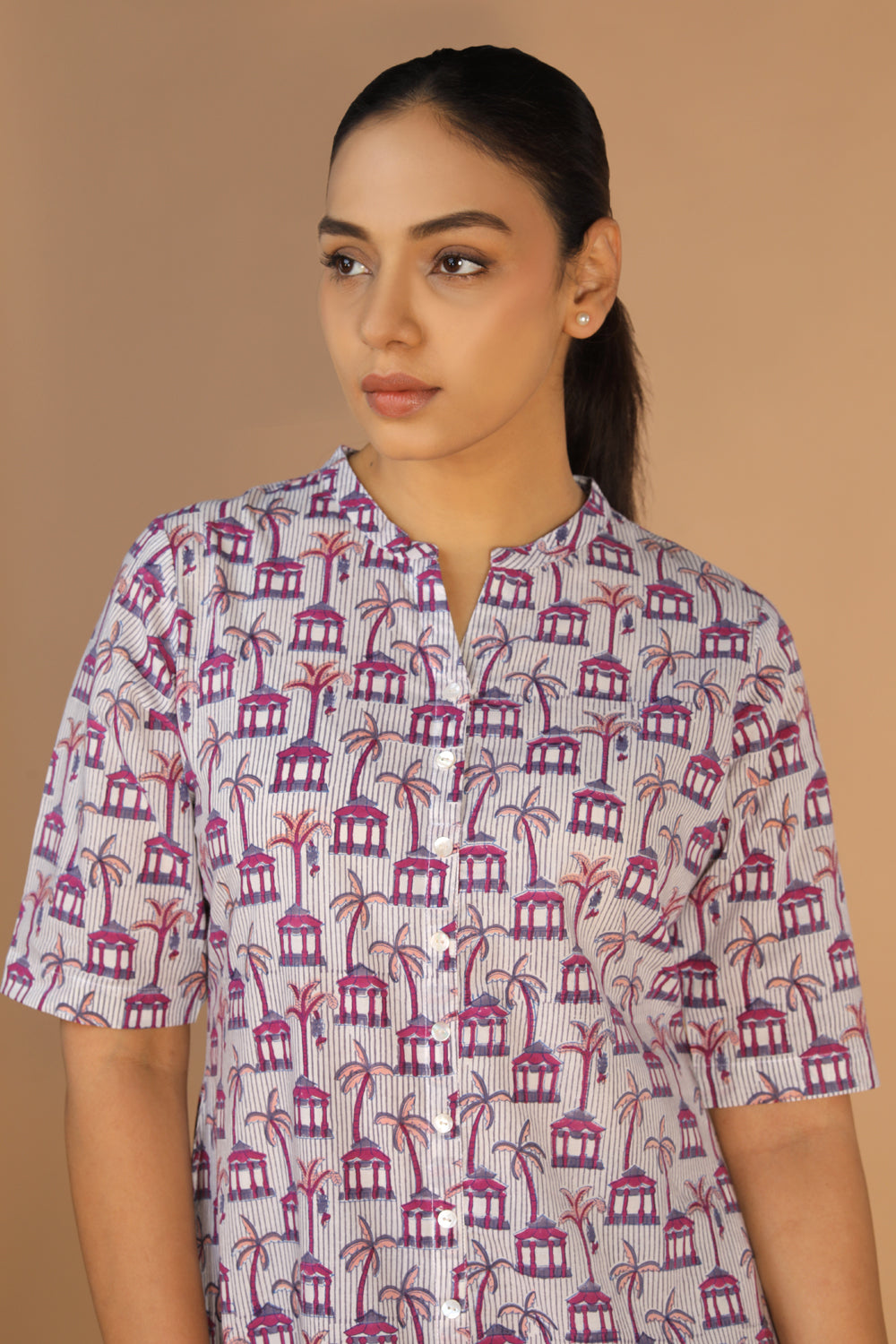 Handblock printed A-line kurti