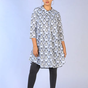 Handblock Printed gathered long shirt