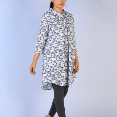 Handblock Printed gathered long shirt