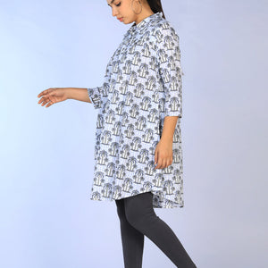 Handblock Printed gathered long shirt