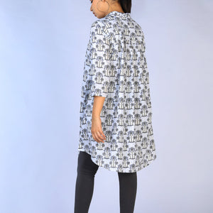 Handblock Printed gathered long shirt