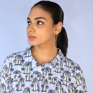 Handblock Printed gathered long shirt