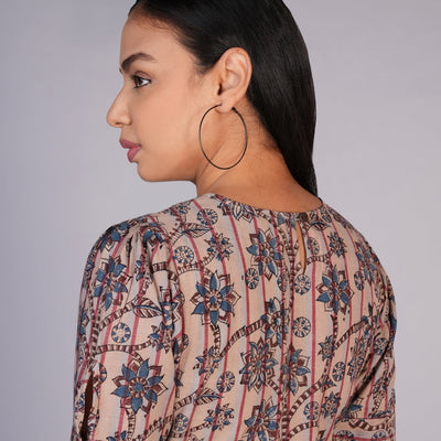 Kalamkari handblock printed striped dress