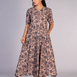 Kalamkari handblock printed striped dress