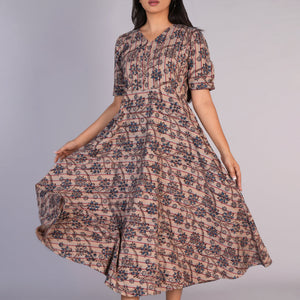 Kalamkari handblock printed striped dress