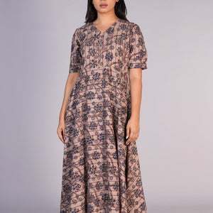 Kalamkari handblock printed striped dress