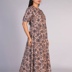 Kalamkari handblock printed striped dress