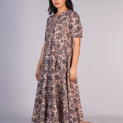 Kalamkari handblock printed striped dress