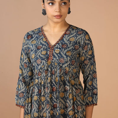 Cotton Mull Kalamkari Handblock printed dress