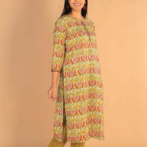 Floral Sanganeri hand block printed cotton dress