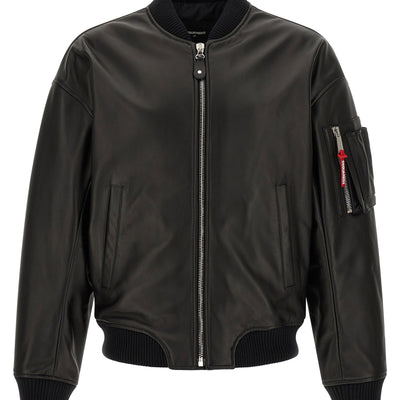 Dsquared2 Leather Bomber Jacket