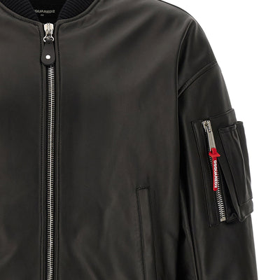 Dsquared2 Leather Bomber Jacket