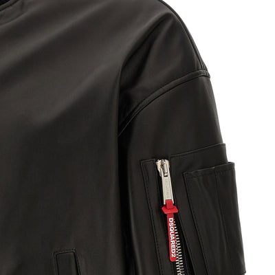 Dsquared2 Leather Bomber Jacket