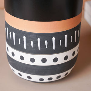 Black Ethnic Flute Vase