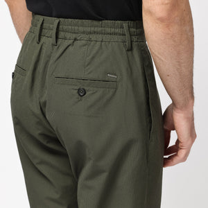 Rare Rabbit Men's Saco Olive Polyester Fabric Regular Fit Drawstring Closure Seersucker Trouser