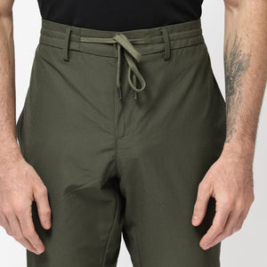 Rare Rabbit Men's Saco Olive Polyester Fabric Regular Fit Drawstring Closure Seersucker Trouser