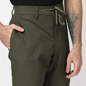 Rare Rabbit Men's Saco Olive Polyester Fabric Regular Fit Drawstring Closure Seersucker Trouser