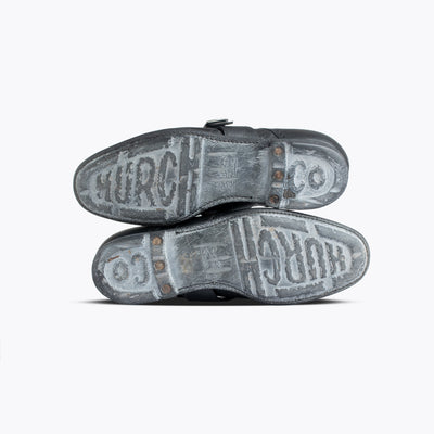Church and Co Black Leather Monk Straps Shoes