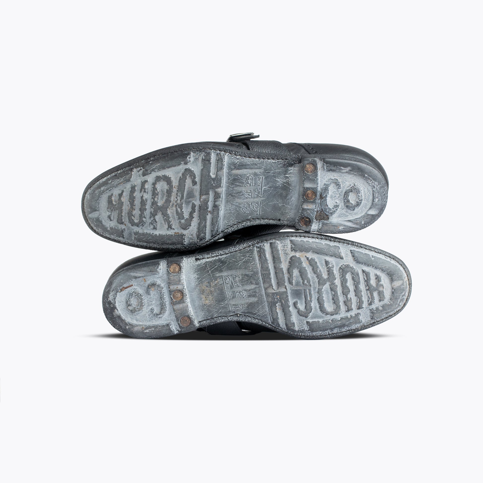Church and Co Black Leather Monk Straps Shoes