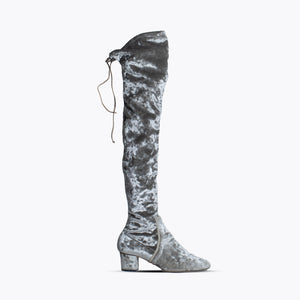 Charlotte Olympia Velvet Boots Silver
