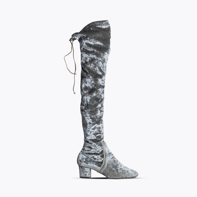 Charlotte Olympia Velvet Boots Silver