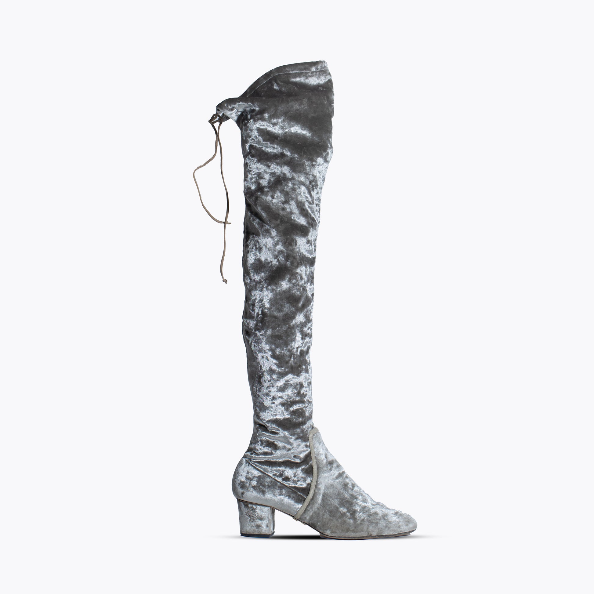Charlotte Olympia Velvet Boots Silver
