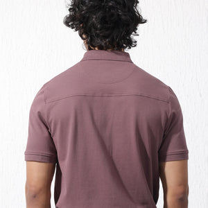 Rare Rabbit Mens Salis-2 Maroon Cotton Fabric Collared Neck Zipper And Snap Button Closure Half Sleeves Polo T-Shirt