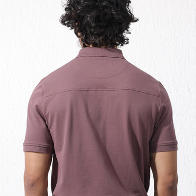Rare Rabbit Mens Salis-2 Maroon Cotton Fabric Collared Neck Zipper And Snap Button Closure Half Sleeves Polo T-Shirt