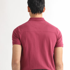 Rare Rabbit Men's Saliso Pink Cotton Fabric Collared Neck Zipper and Snap Button Closure Half Sleeve Polo T-Shirt