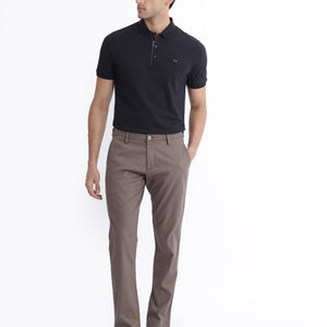 Rare Rabbit Men Salis-2 Black Cotton Fabric Collared Neck Zipper And Snap Button Closure Half Sleeves Polo T-Shirt